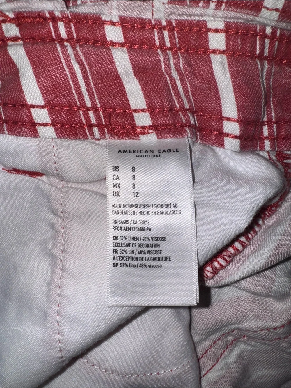 American Eagle Outfitters Red and White Striped Paperbag Waist Shorts